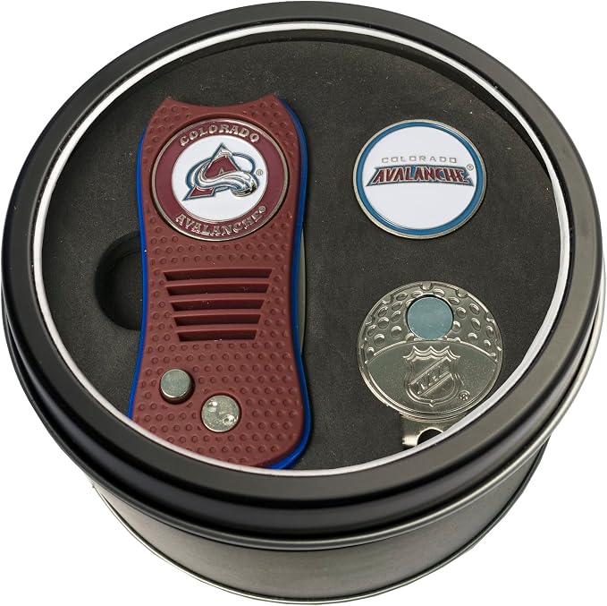 Team Golf NHL Gift Set Switchblade Divot Tool, Cap Clip, & 2 Double-Sided Enamel Ball Markers, Patented Design, Less Damage to Greens, Switchblade Mechanism