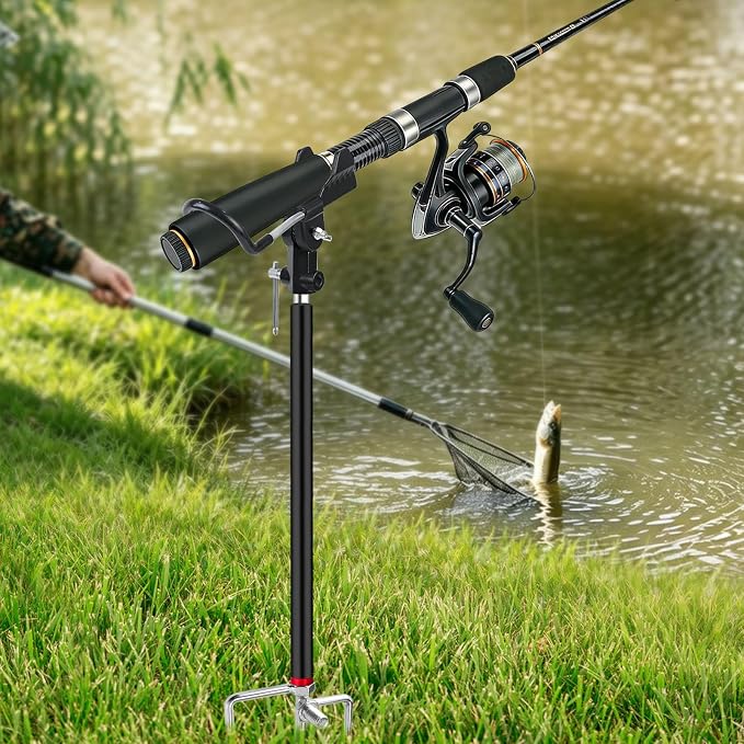 Fishing Rod Holders for Bank Fishing, Fishing Pole Holders for Ground, Multifunctional Aluminum Beach Fishing Rod Holder Fishing Gifts for Men(2 Pack )