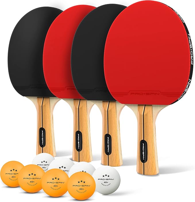 PRO-SPIN Ping Pong Paddles - High-Performance Set with Premium Table Tennis Rackets, 3-Star Ping Pong Balls, Compact Storage Case | Professional Quality Ping Pong Paddle Set | Indoor & Outdoor Games