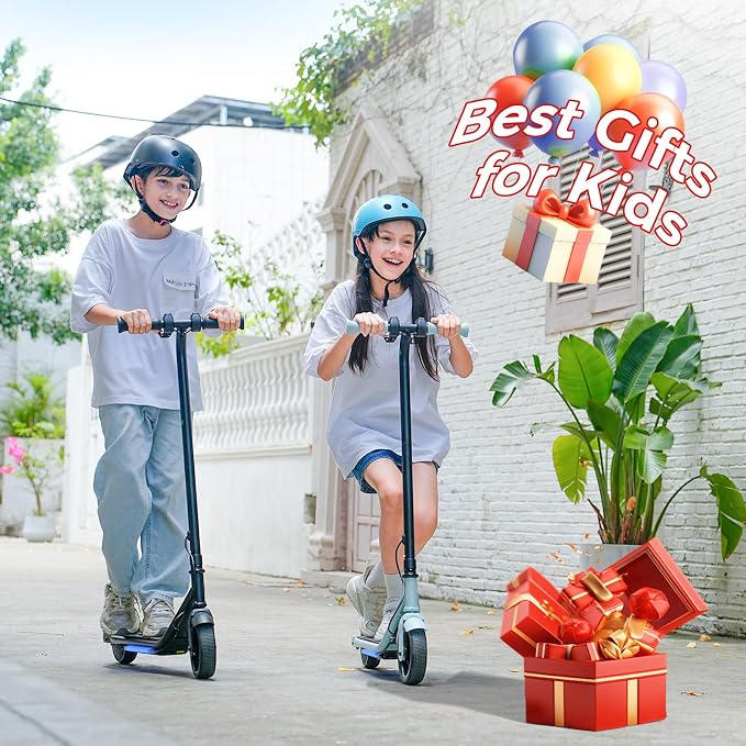 Electric Scooter for Kids Ages 6-12, 150W Motor, Simple One-Button Control, 2 Safe Speeds (6/10 MPH), K2 Pro for 3 Speeds, Colorful Lights, Magnetic Charging, Dual Brake System, 154 Lbs Load Capacity