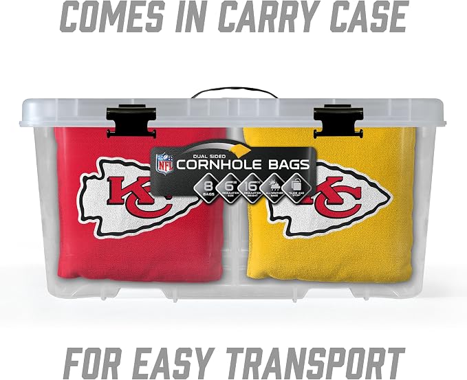 YouTheFan Officially-licensed NFL Set of 8 Cornhole Bags - All Weather Dual Sided Slide & Stop - regulation size