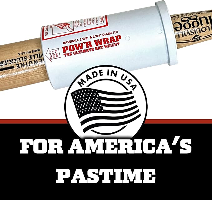 Pow’r Wrap Bat Weight for Baseball, 24-Ounce White Polycarbonate Baseball Bat Weight Sleeve for Big Barrel, BBCOR, Adult, and Wood Bats