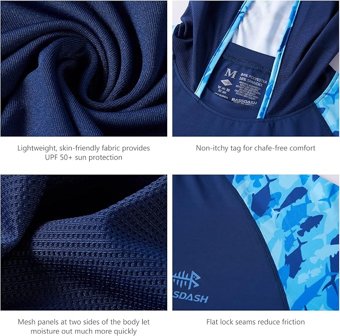 BASSDASH Men’s UPF 50 Performance Fishing Shirt Cooling Hoodie Camo Long Sleeve FS17M