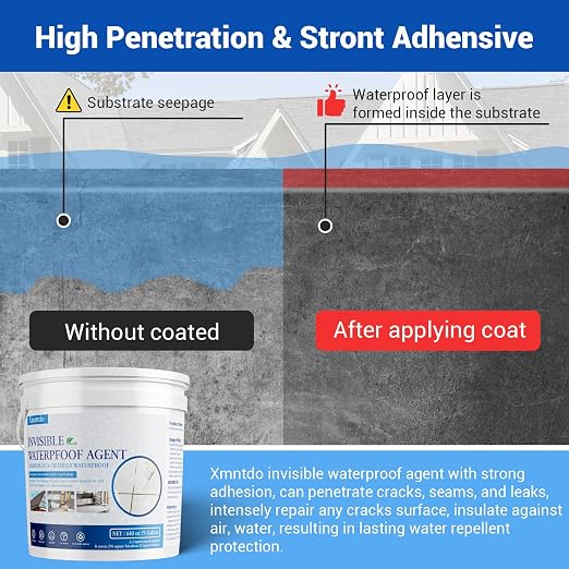 Transparent Waterproof Coating, 5 Gallon Clear Waterproof Anti Leakage Sealant, Inivisible Agent Water Proof Sealant Protection for Indoor and Outdoor Sealing, Gutter, Wall, Roof Repair Leaks