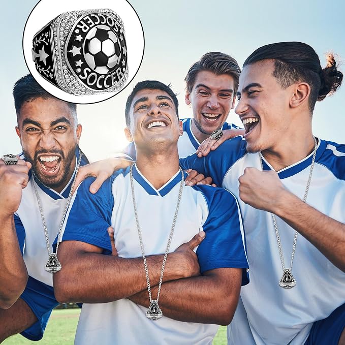 Highergo 10 Pcs Basketball Softball Baseball MVP Dancer Champion Trophy Ring with Display Stand Star Football Soccer Volleyball Golf Cheerleading Bowling Track Field