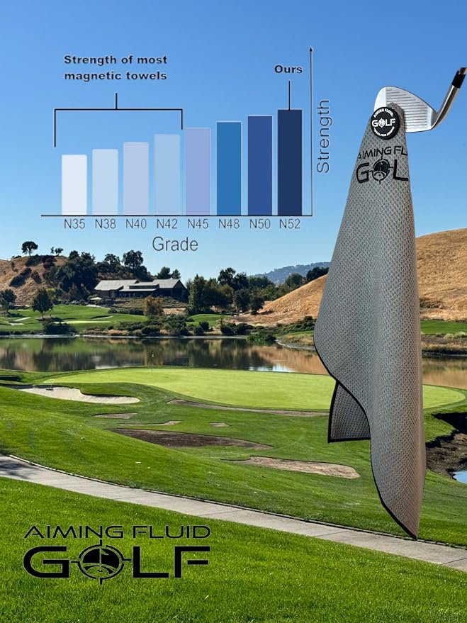 Multi-Function Magnetic Golf Towel I Exclusive Wash Pocket I Magna-Anchor Technology I Scrub Pad and Premium Golf Divot Repair Tool with Magnetic Ball Marker