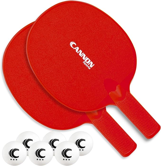 Cannon Sports Unbreakable Table Tennis Paddle Set - 2 Rackets with 6 Pack of 3-Star Table Tennis Balls – Portable Set for 2 Players