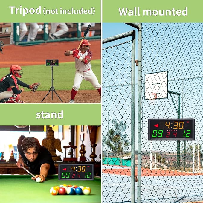 LED Electronic Scoreboard with Power Supply,Score Keeper with Timer Clock,Portable Digital Scoreboard with Remote for Corn Hole,Board Game,Indoor & Outdoor Game