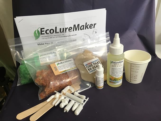 EcoLureMaker Soft Bait Fishing Lure Making Kit DIY Kit with Reusable Mold, Soft Plastic, Pigments & Instructions – Make Your Own Bass, Trout, Panfish & Saltwater Fishing Baits at Home