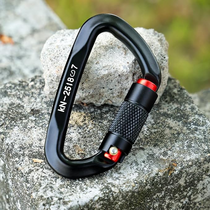 30KN Auto Locking Carabiner Clip Twist Lock UIAA Certified Large Climbing Carabiner Heavy Duty Carabiner for Rock Tree Climbing Rappelling Mountaineering Caving Rescue Arborist Aerial Yoga