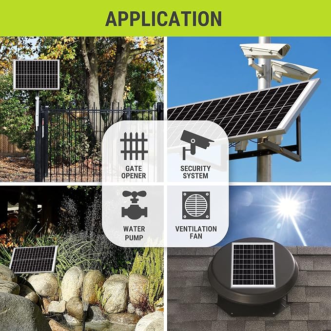Newpowa 35W 24V High-Efficiency Monocrystalline Solar Panel - Designed for Off Grid Systems, Charges 24V Batteries of RV, Boat, Camper, Trailer, Gate Opener