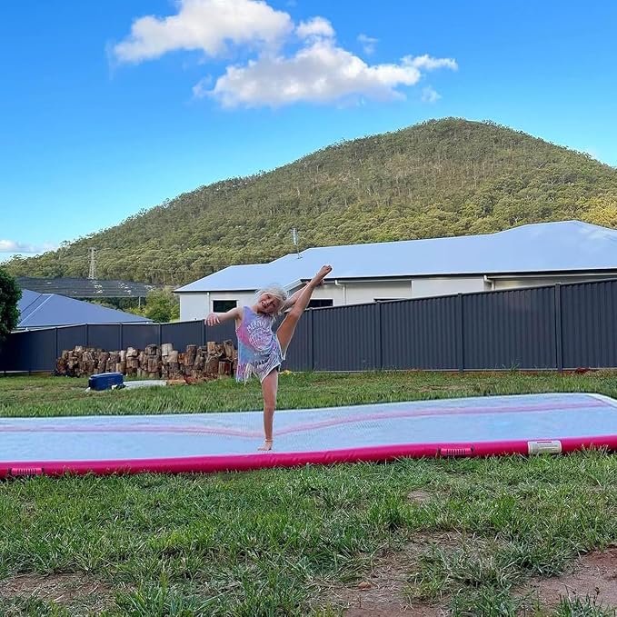 Air Mat Tumble Track, Gymnastics Mats Tumbling Track with Electric Air Pump for Home Use Cheerleading Training Kids Gym Yoga