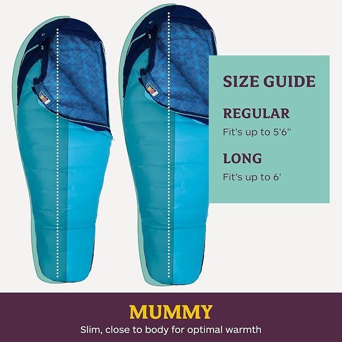 Marmot Women’s Trestles 15° Sleeping Bag | Insulated, Water-Resistant, Left-Zip, French Blue/Harbor Blue, Long