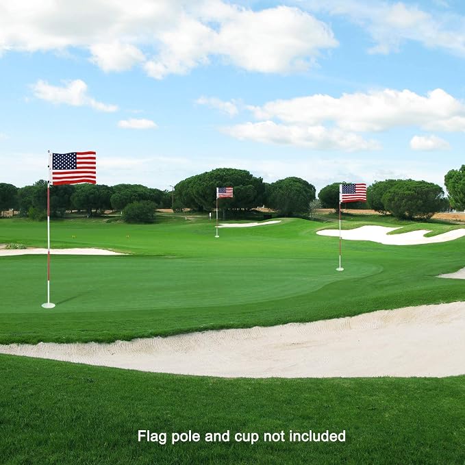 KINGTOP Golf Flagstick with USA Golf Flag, Putting Green Flags Hole Cup Set, 6 Feet in Height, Golf Pin Flags for Driving Range Backyard, 5-Section Design, with Additional Putting Green Replacement