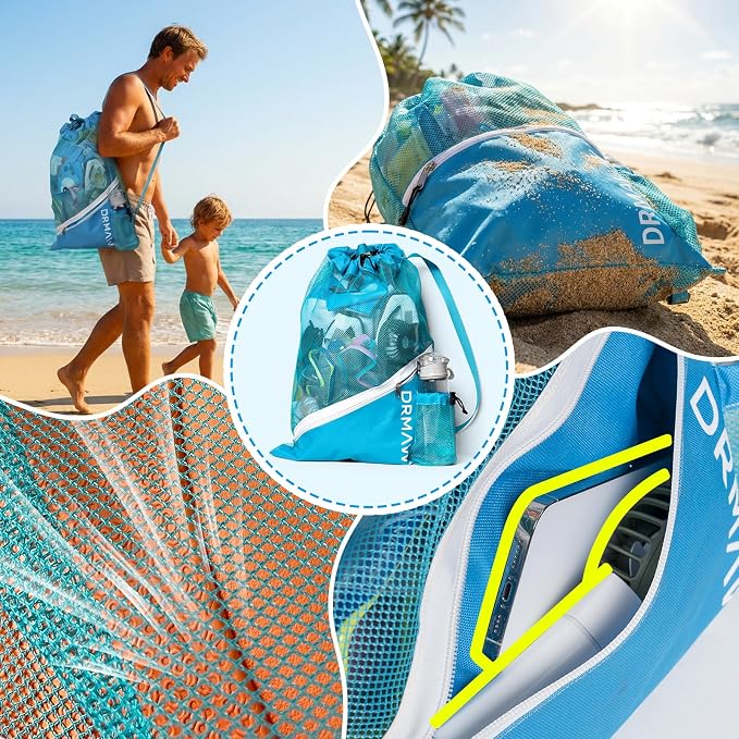 DRMAWIN Snorkeling Gear for Adults & Kids, Dry-Top Snorkel Set with 180ยฐ Tempered Glass Mask, Anti-Fog Anti-Leak, Travel Mesh Gear Bag