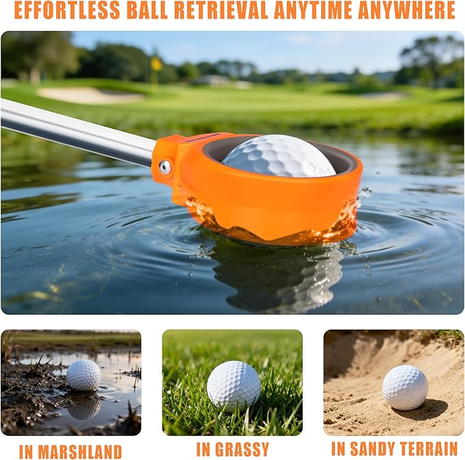 Golf Ball Retriever 9Ft/12Ft/14.5Ft/16.3Ft/20Ft Golf Ball Retriever Telescopic,Professional Stainless Steel Ball Retriever Tool Golf