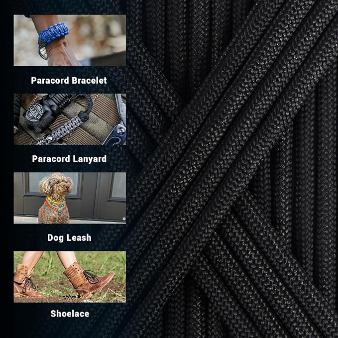 WEREWOLVES 550 Paracord Kits 100ft Each Color - 5 Colors Parachute Cord Combo 7 Strand Type III Parachute Cord 4mm for Crafting, Dog Collar, Survival Bracelets