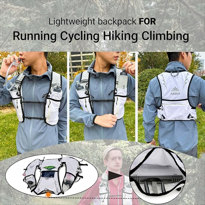 Lightweight Marathon Hydration Running Cycling Hiking Vest Backpack, Water Bladder Pack for Outdoor Sports