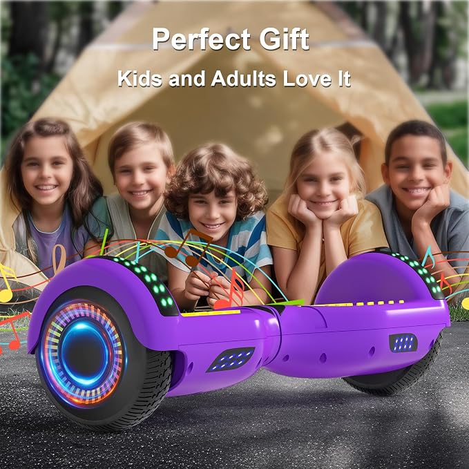 Kids Scooter with Bluetooth Speaker & Corlorful LED Lights, Dual 250W Motor 7.5 Mph Speed, Gifts for All Ages