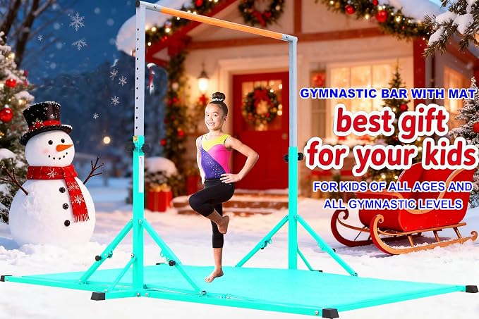 Marfula Gymnastic Bar For Kid and Teenage of 3-25, 5Ft/8 FT Base Length 4Ft Width 5Ft Adjust Height, Gymnastic Kip Bar For Gymnast, Gymnastic Training Equipment For Professional Training Home Club Use