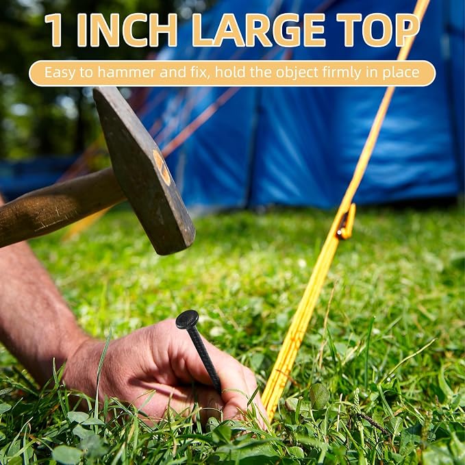 16 Inch Rebar Stakes, 0.4 Inch Diameter Ground Stake, Metal Stakes for Ground, Heavy Duty Ground Anchor Spikes for Speed Bump, Parking Curb and Camping Tent (20Pcs, Black)
