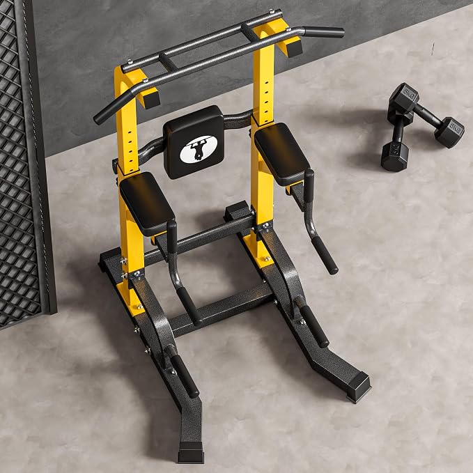 soges Pull Up Bar Dip Station, Power Tower with A Backrest, Adjustable Height Pull Up Bar Stand, Multi-Function Home Gym Strength Training