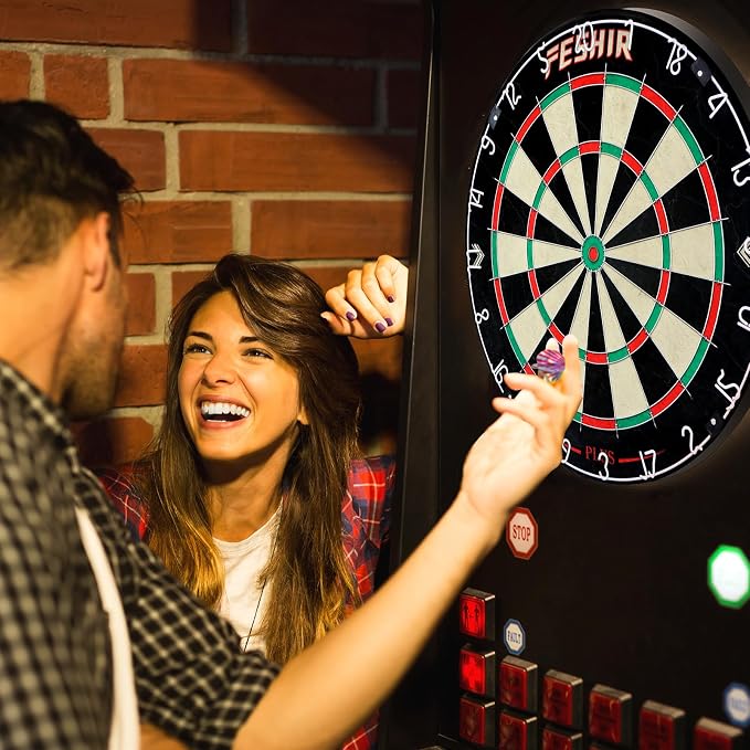 Dart Board,Sisal Dart Board Set for Adults,Bristle Steel Tip Dartboard,Professional 18" Steel Tip Outdoor Dartboard Set,Professional Dart Board Set with 6 Darts Metal Tip