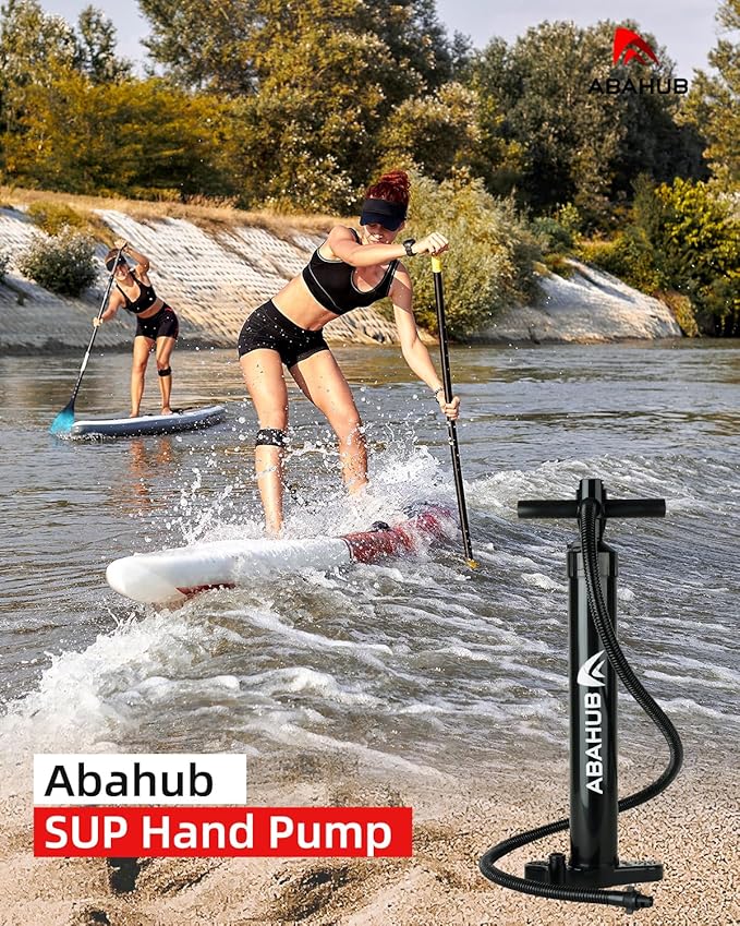 Abahub SURF Hand Pump for Inflating Stand Up Paddleboards,Inflatable Paddle Boards, or Kayaks - Dual Action High Pressure Pump with Gauge