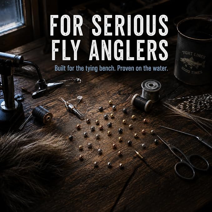Tungsten Beads for Fly Tying - 50PCS Tungsten Cyclops Beads for Bass Fishing, 5 Colors 13 Sizes (1.5mm–6.4mm) Fly Tying Materials for Jig Flies, Trout Patterns and DIY Lure Making