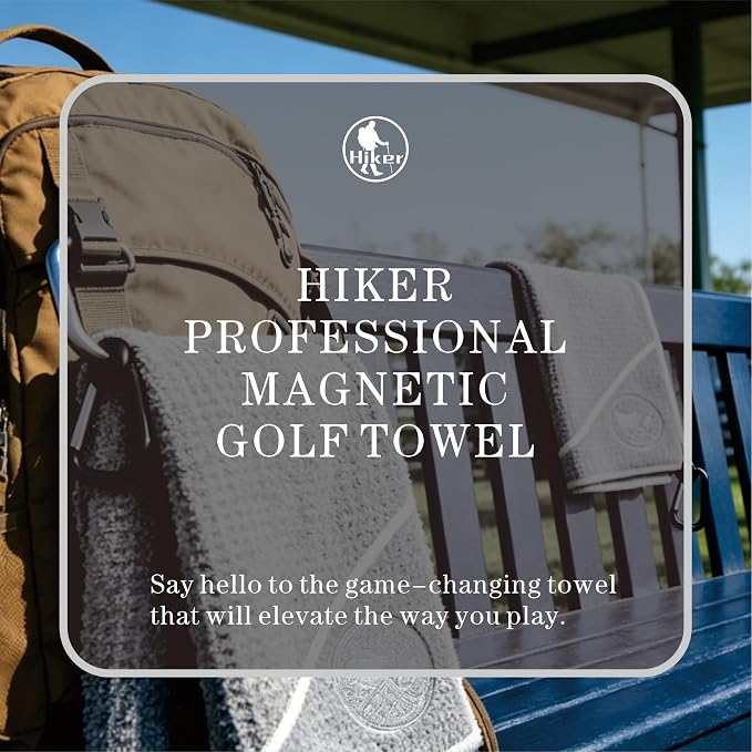 Hiker 20" x 20" Large Magnetic Golf Towel, Ultra Absorbent Microfiber Golf Towels for Golf Bags Cart Accessories with Waffle Pattern, Golf Ball Cleaner Cleaning Pocket, Brush Material