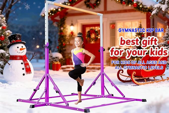 Marfula Gymnastic Bar For Kid and Teenage of 3-25, 5Ft/8 FT Base Length 4Ft Width 5Ft Adjust Height, Gymnastic Kip Bar For Gymnast, Gymnastic Training Equipment For Professional Training Home Club Use