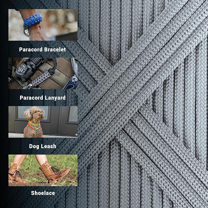 WEREWOLVES 550 Paracord Kits 100ft Each Color - 5 Colors Parachute Cord Combo 7 Strand Type III Parachute Cord 4mm for Crafting, Dog Collar, Survival Bracelets