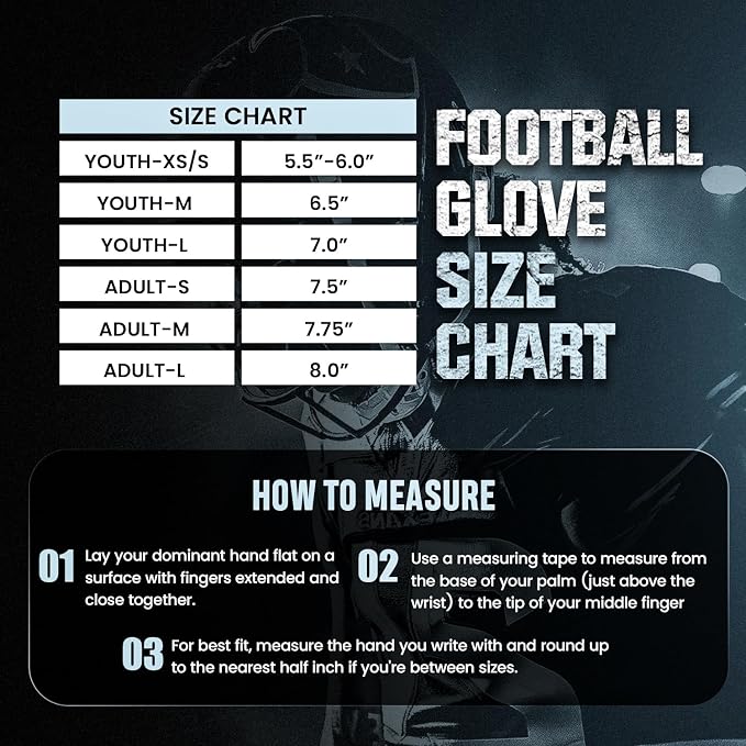Football Gloves – Super Sticky Receiver Gloves to Boost Grip & Performance for Games & Training – Adult & Youth Sizes