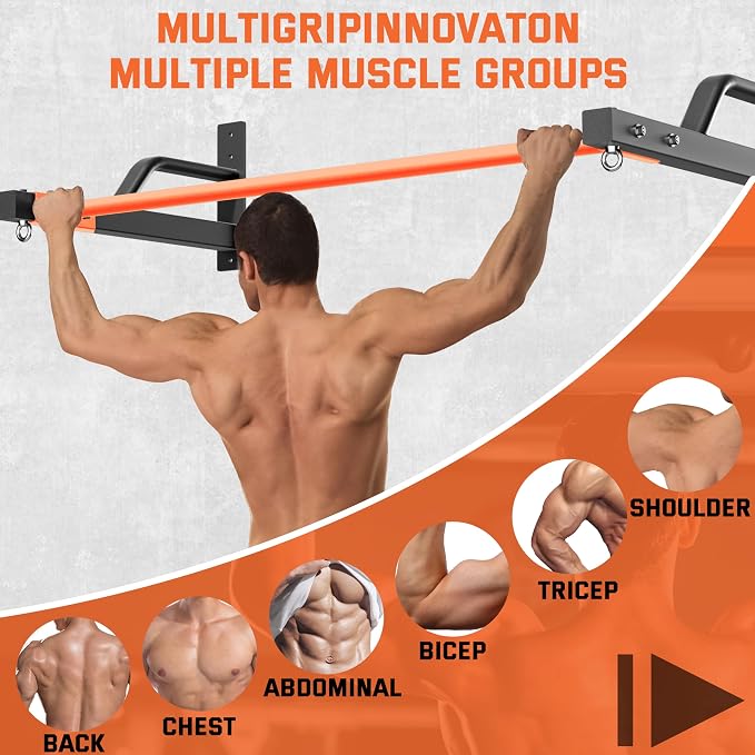 2026 Upgrade Pull Up Bar Wall Mounted - 600 lbs Heavy Duty Strength Training Pull-Up Bars, Ideal Rogue Pull Up Bar for Home and Commercial Gym, Easy Installation Chin Up Bar, Versatile Garage Pullup Bar