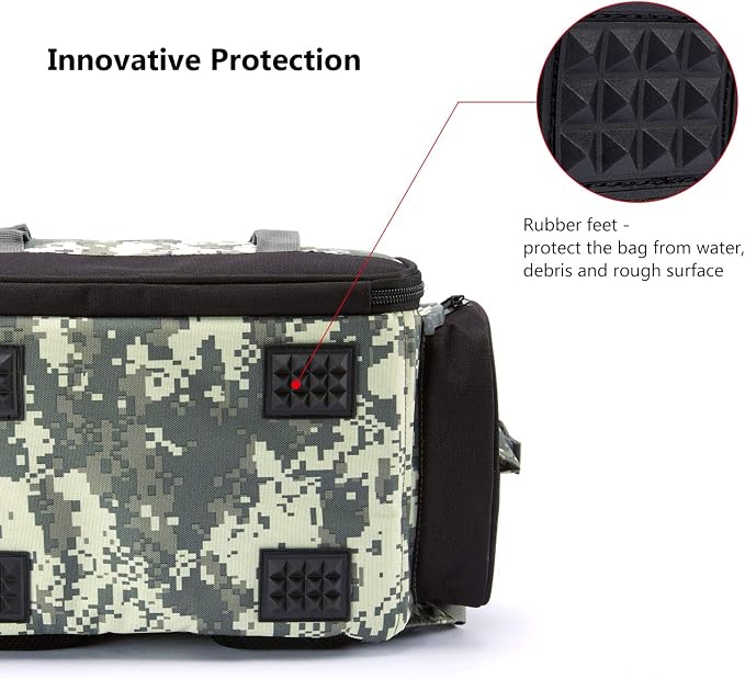 BASSDASH Fishing Tackle Backpack Water Resistant Tactical Bag Soft Tackle Box with Rod Holder and Protective Rain Cover