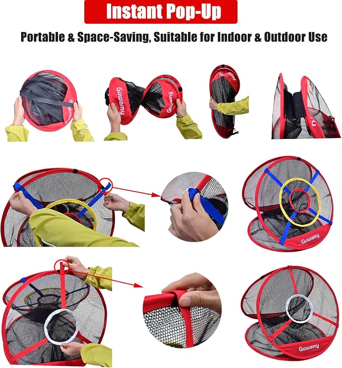 Pop Up 3-in-1 Golf Chipping Net – Circular Design for Relaxed Training, 3 Modes for Precision & Distance, Ideal Indoor/Outdoor Practice Kit, Golfer Gift