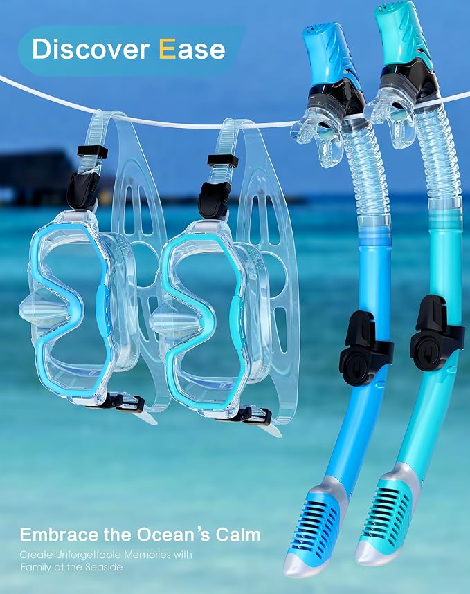 Snorkeling Gear for Adults Kids, Dry-Top Snorkel Set, 180°Panoramic Wide View Diving Mask Breathing Freely Snorkel Mask for Snorkeling Scuba Diving Swimming Travel