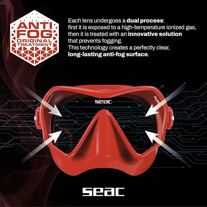 SEAC Pura – Frameless Single-Lens Silicone Diving Mask | Antifog Low Volume Mask for Diving and Snorkeling with 3D Buckle