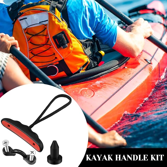 BreezeHug 2 Pack Kayak Drain Plugs and Carry Handles Kit, 10 Silicone 1/2" Scupper Drain Plug & 2 Carry Handle with Mounting Hardware for Replacement Kayak Accessories for Most Fishing Boats