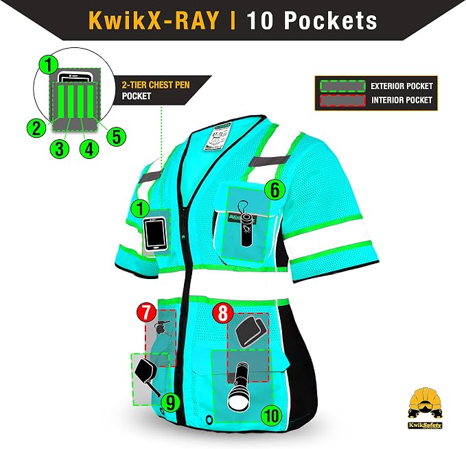 KwikSafety - Charlotte, NC - Men's & Women's Class 3 Safety Vest PPE Hi Vis Reflective ANSI OSHA