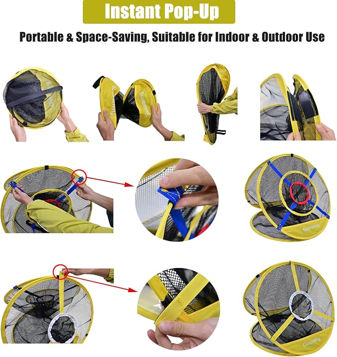 Pop Up 3-in-1 Golf Chipping Net – Circular Design for Relaxed Training, 3 Modes for Precision & Distance, Ideal Indoor/Outdoor Practice Kit, Golfer Gift