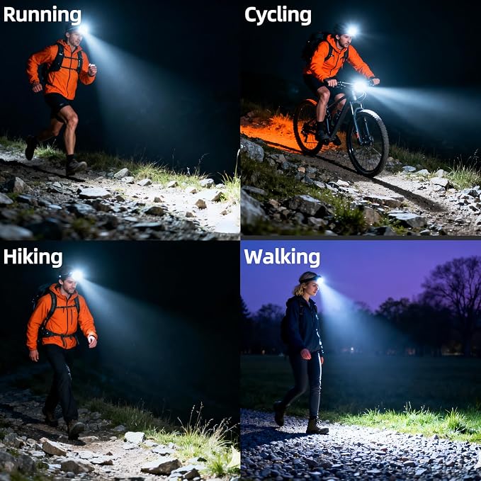 Bright Rechargeable LED Headlamp 1200 Lumen Head Lamp with 6 Modes, Waterproof Head Light with 2500mAh Battery for Camping,Running,Hiking, Emergency,Outdoor,Hard Hat