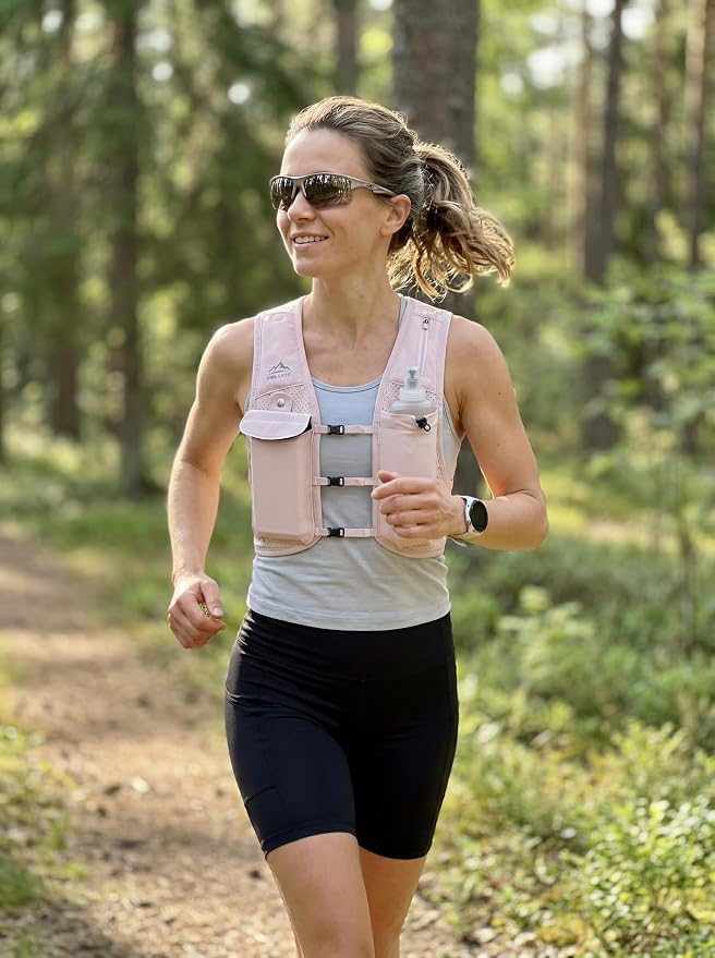 Zelvot Running Vest for Women Men, Adjustable Running Phone Holder Vest, USA Original Patent, Running Hydration Vest with 500ml Soft Flask, Reflective Running Backpack for Hiking Cycling
