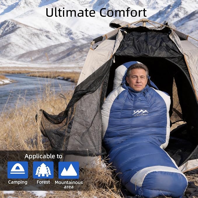 Down Sleeping Bag with Pillow, 0°F 20°F 32°F Regular and XL Compact Lightweight Sleeping Bag for Adults,Teens Backpacking,Camping and Hiking Outdoor