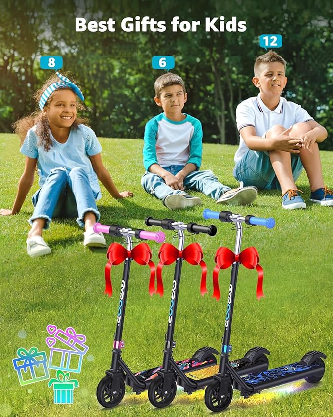 Gyroor H30 Max Electric Scooter for Kids Ages 6-12, 150W Powerful Motor, Bluetooth Music, Dual Brake System, Adjustable Height and Speed, Best Gifts for Kids