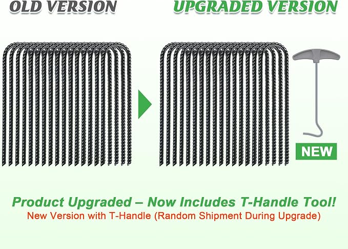 Gtongoko Trampoline Stakes Heavy Duty, 12/16 Inch U-Shaped Ground Anchors, 8mm Galvanized Steel Rebar Wind Stakes for Trampoline Safety, Anti-Rust Outdoor Stakes for Trampoline, Tent, Swing Set