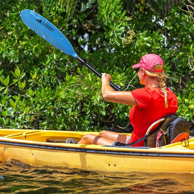 Leader Accessories Adjustable Kayak Paddle Boat Oar: Kayak Canoe Paddles 90-98 inch/230-250cm - Aluminum Floating Kayaking Fishing Oars with Paddle Leash for Adults Youth
