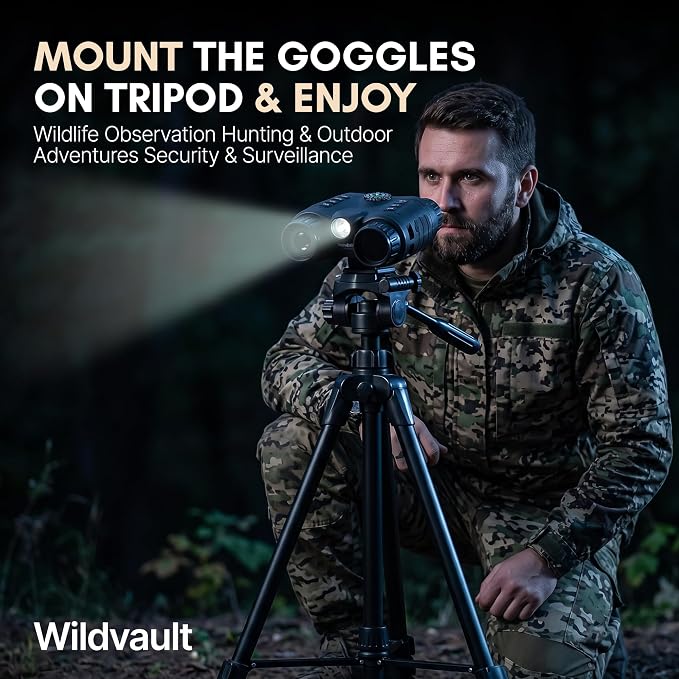4K Night Vision Goggles for Adults, Night Vision Binoculars with 10X Optical Zoom 3-Inch HD Screen, for Hunting Wildlife Observation Security, Auto-Focus, Infrared, Waterproof.