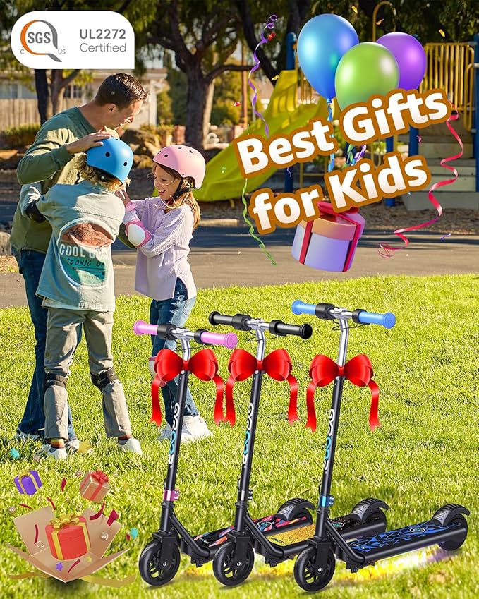 Gyroor H30 Max Electric Scooter for Kids Ages 6-12, 150W Powerful Motor, Bluetooth Music, Dual Brake System, Adjustable Height and Speed, Best Gifts for Kids