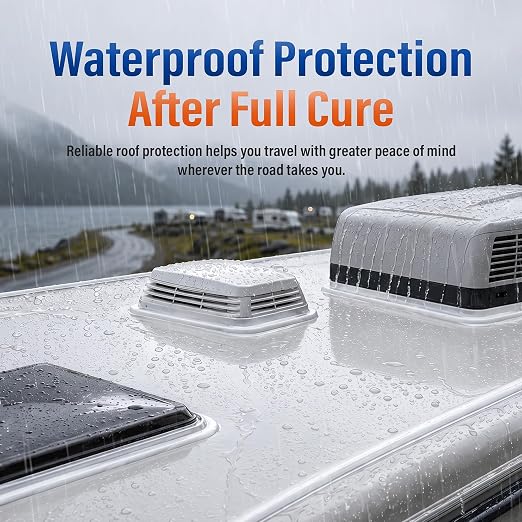 RV Roof Sealant Self-Leveling: White Lap Sealant for Camper Roof Leak Repair, Waterproof Weatherproof Caulk for EPDM TPO Rubber Roof Seams, Skylights, Air Vents, 10.3 oz Tubes 2-Pack